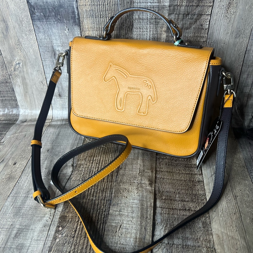 LaPalette crossbody sling bag in green and brown Yellow and Black Crossbody Bag